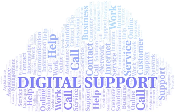 Digital Support Word Cloud Vector gjord med endast text. — Stock vektor