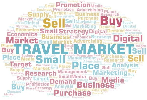 Travel Market nuvem de palavras. Vetor feito apenas com texto . — Vetor de Stock