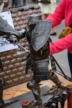 Ryazan, Rusya - 27 Temmuz 2019: Sokak festivalinde küçük bir khight savaşı