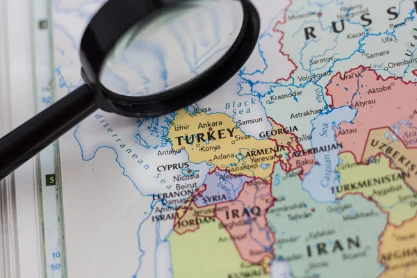 Turquía en el mapa del mundo . — Foto de Stock