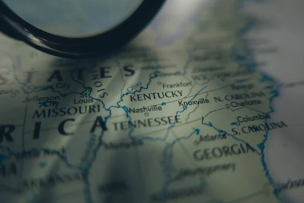Amerikan Eyaleti Kentucky Dünya haritasında — Stok fotoğraf
