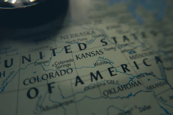 American State Kansas na mapie świata — Zdjęcie stockowe