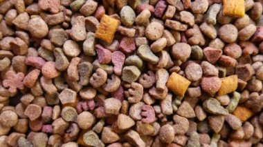 Evcil hayvan maması yığınının yakın çekim görüntüleri.