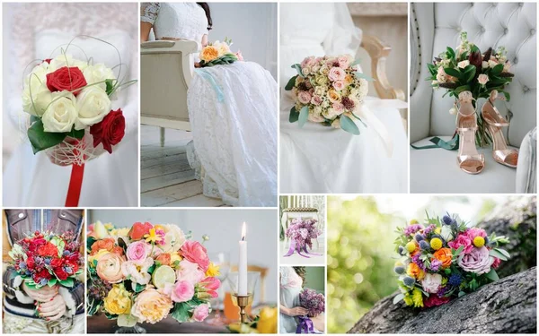 Wedding Bouquet Collage Wedding Flowers Different Ceremonies — Stock Photo, Image