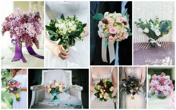Wedding Bouquet Collage Wedding Flowers Ceremonies — Stock Photo, Image