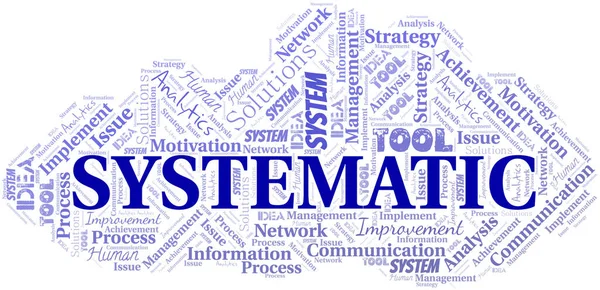 Nube Sistematica Parole Vettoriali Tipografiche Collage Wordcloud Realizzato Solo Con — Vettoriale Stock