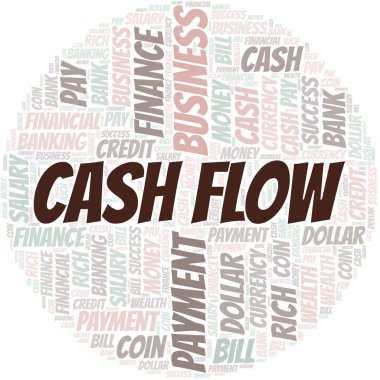 Cash Flow tipografi vektör bulutu. Sadece metinle yapılmış kelime bulutu kolajı.