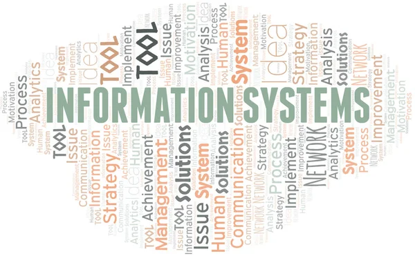 Sistemas Información Tipografía Vector Palabra Nube Collage Wordcloud Hecho Solo — Vector de stock