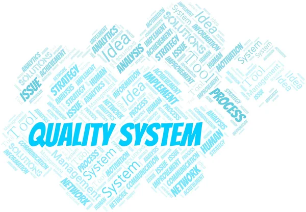 Quality System Typografie Vektor Wort Wolke Wordcloud Collage Nur Mit — Stockvektor