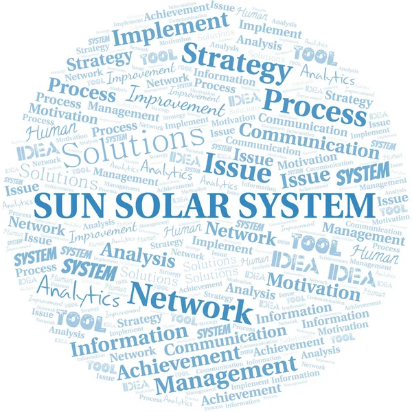 Sun Solar System Typography Vector Word Cloud Wordcloud Collage Made — Stock Vector