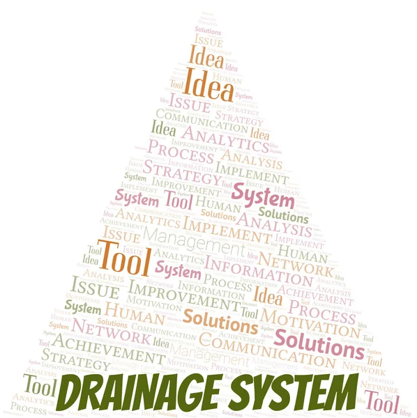Boşaltma Sistemi tipografi vektör kelime bulutu. Sadece metinle yapılmış kelime bulutu kolajı.