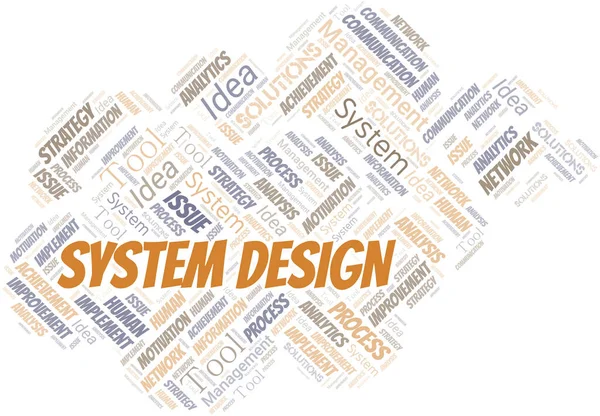 System Design Typography Vector Word Cloud Collage Wordcloud Realizzato Solo — Vettoriale Stock