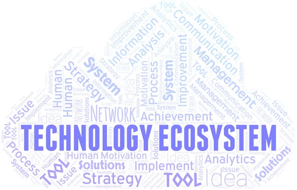 Tecnología Tipografía Ecosistemas Vector Palabra Nube Collage Wordcloud Hecho Solo — Archivo Imágenes Vectoriales