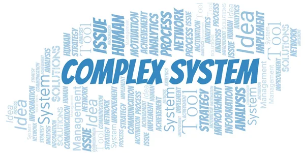 Komplexe System Typografie Vektor Wort Wolke Wordcloud Collage Nur Mit — Stockvektor