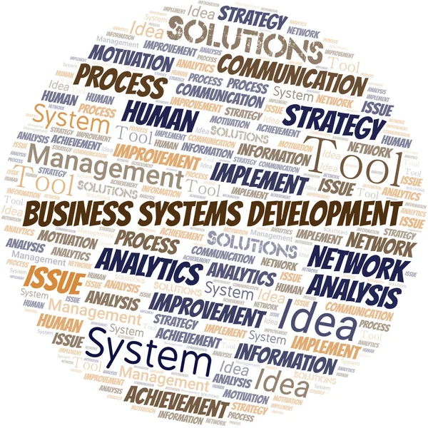 Business Systems Sviluppo Tipografia Vettoriale Word Cloud Collage Wordcloud Realizzato — Vettoriale Stock