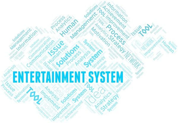 Entertainment System Typografie Vektor Wort Wolke Wordcloud Collage Nur Mit — Stockvektor