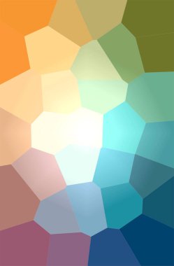 Mavi, yeşil, turuncu dev Hexagon arkaplanının soyut çizimi.