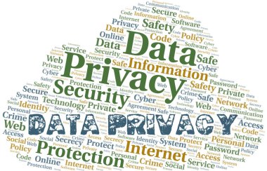 Veri Gizliliği vektör bulutu, sadece metinle yapılır.