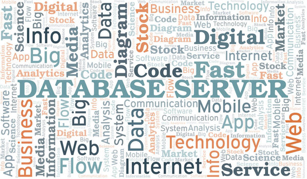 Database Server vector word cloud, made with the text only.