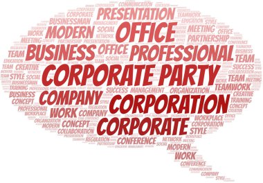 Kurumsal Parti vektör kelime bulut, sadece metin ile yapılır.