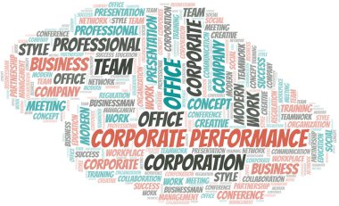 Şirket performans vektör bulutu, sadece metin ile yapılır.