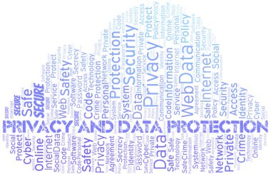 Gizlilik ve Veri Koruma vektör bulutu, sadece metinle yapılır.