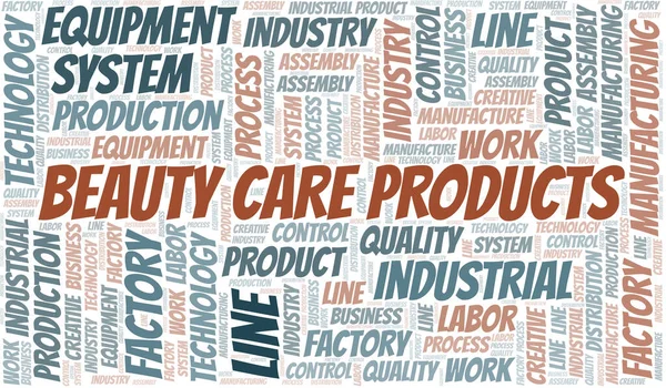 Beauty Care Products Word Cloud Crée Uniquement Avec Texte — Image vectorielle