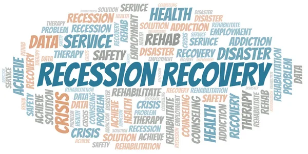 Recession Recovery Mot Vectoriel Nuage Fait Avec Texte Seulement — Image vectorielle