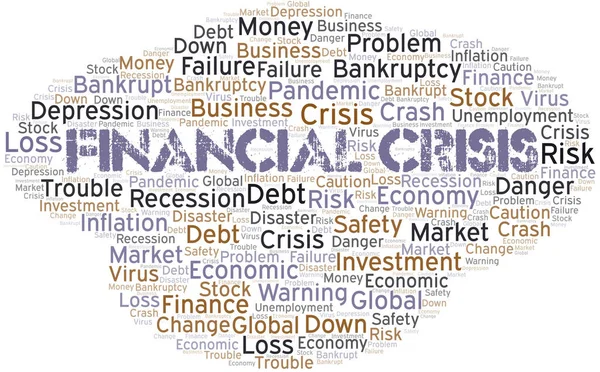 Crisis Financiera Nube Palabras Crear Con Texto Solamente — Vector de stock