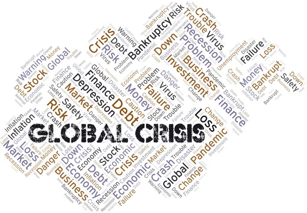 Global Crise Nuvem Palavras Criar Apenas Com Texto — Vetor de Stock