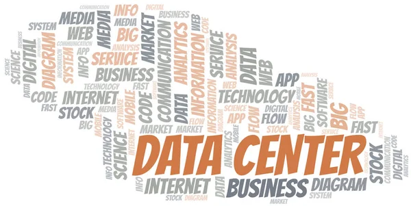 Data Center Vector Word Cloud Κατασκευασμένο Μόνο Κείμενο — Διανυσματικό Αρχείο