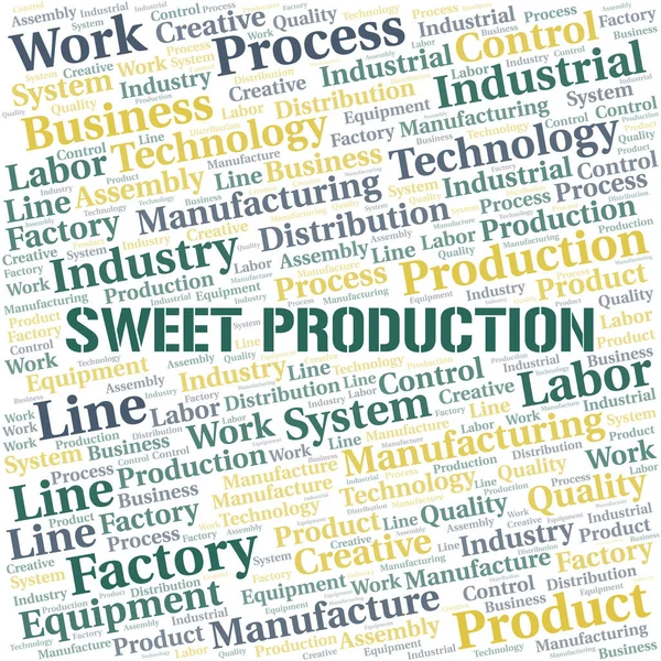 Sweet Production Wortwolke Nur Mit Dem Text Erzeugen — Stockvektor