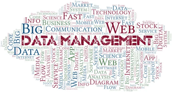 Gestión Datos Vector Palabra Nube Hecha Solo Con Texto — Vector de stock