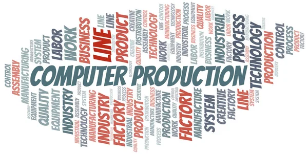 Computer Production Word Cloud Létrehozása Csak Szöveggel — Stock Vector