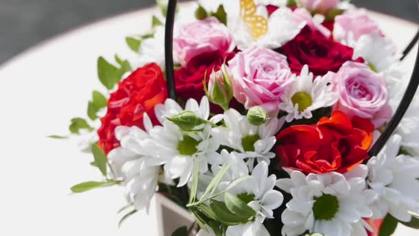 Primer Plano Imágenes Flores Florecientes Hermoso Ramo — Vídeos de Stock