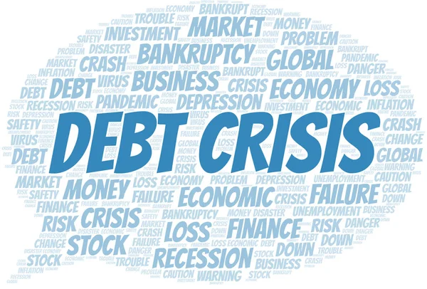 债务危机一词云只能用文字创造出来 — 图库矢量图片
