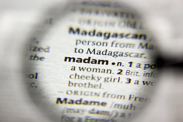 Word Phrase Madam Dictionary — Stock Photo, Image