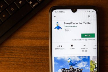 Ivanovsk, Rusya - 26 Haziran 2019: Akıllı telefon veya tablet ekranında Twitter uygulaması için tweetCaster.