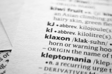 Sözlükte Klaxon sözlüğü ya da cümlesi