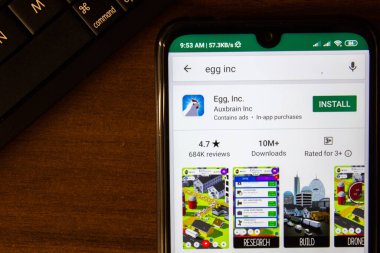Ivanovsk, Rusya - 07 Temmuz 2019: Egg, Inc uygulaması akıllı telefon veya tablet ekranında