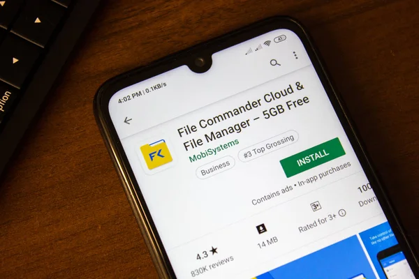 Приложение File Commander File Manager Дисплее Смартфона Планшета — стоковое фото