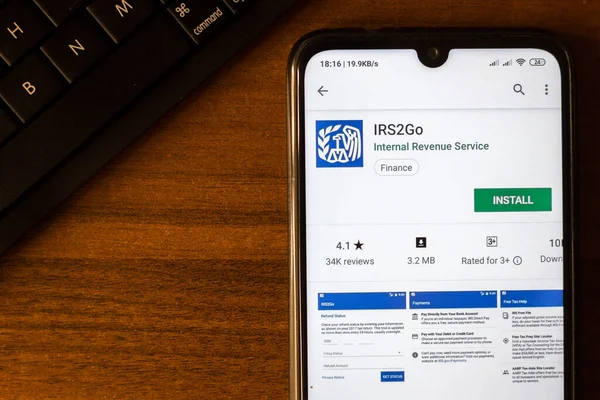 Ивановск Россия Июня 2019 Года Приложение Irs2Go Дисплее Смартфона Планшета — стоковое фото