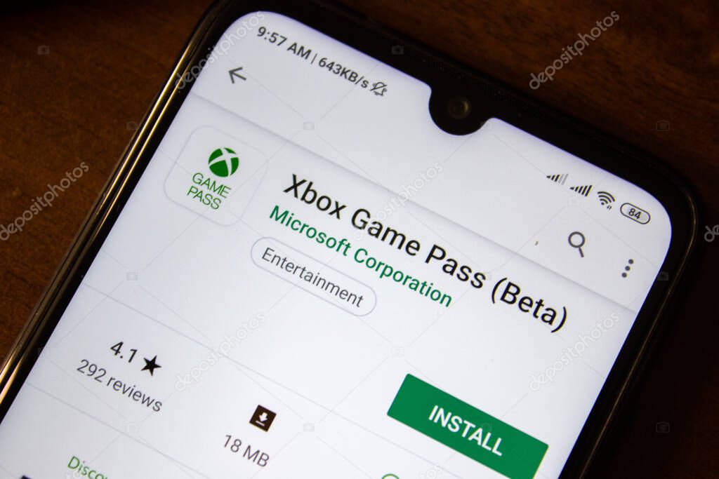 Ivanovsk, Russia - July 07, 2019: Xbox Game Pass beta app on the display of smartphone or tablet