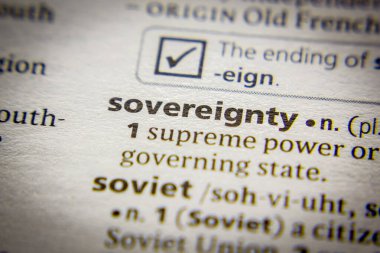 Bir sözlükte egemenlik sözcüğü veya cümlesi