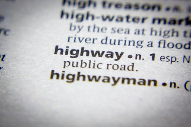 Sözlükte bir sözcük ya da ifade Karayolu