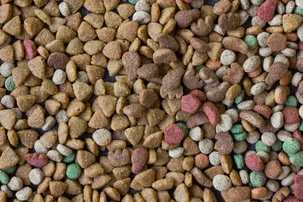 Dry Pet Food Background Lot Pieces Food Flat Position — Stock Photo, Image
