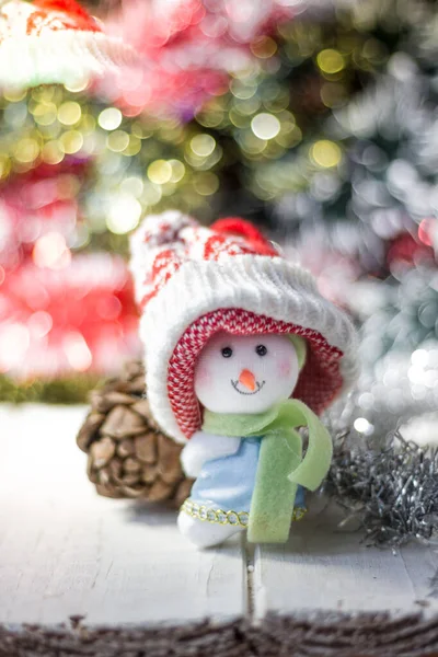 Christmas Symbol Happy Snowman Red Hat — Stock Photo, Image