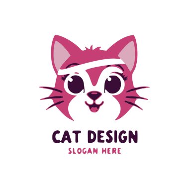 kedi logosu şablonu, vektör çizimi, logo tasarımı, iş için