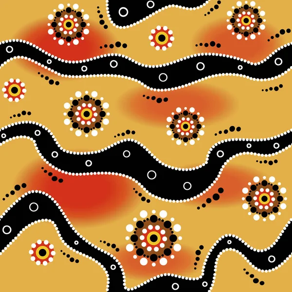 Australian Aboriginal Seamless Vector Pattern White Black Dotted Circles Rings — Stock Vector