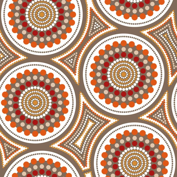 Avustralya Aborjin sorunsuz vektör desen renkli noktalı daire ve çarpık kare ile